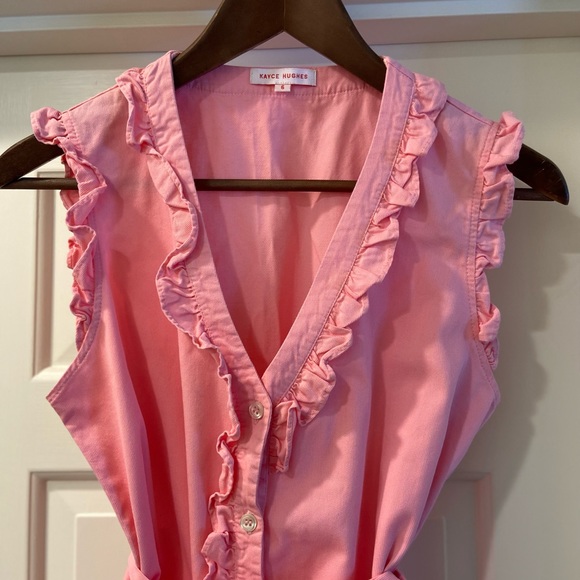 Kayce Hughes | Dresses | Kayce Hughes Pink Ruffle Edge Shirt Dress ...